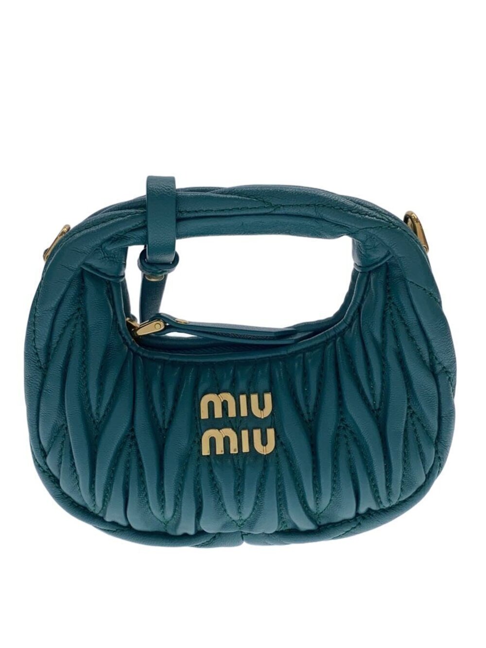 Miu Miu Matelasse Hobo Shoulder Bag Leather Blue